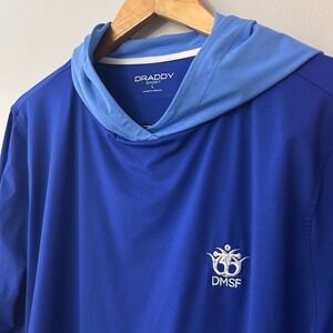 Draddy Sport Mens L Blue Hoodie Shirt Performance Long Sleeve Pullover B Draddy